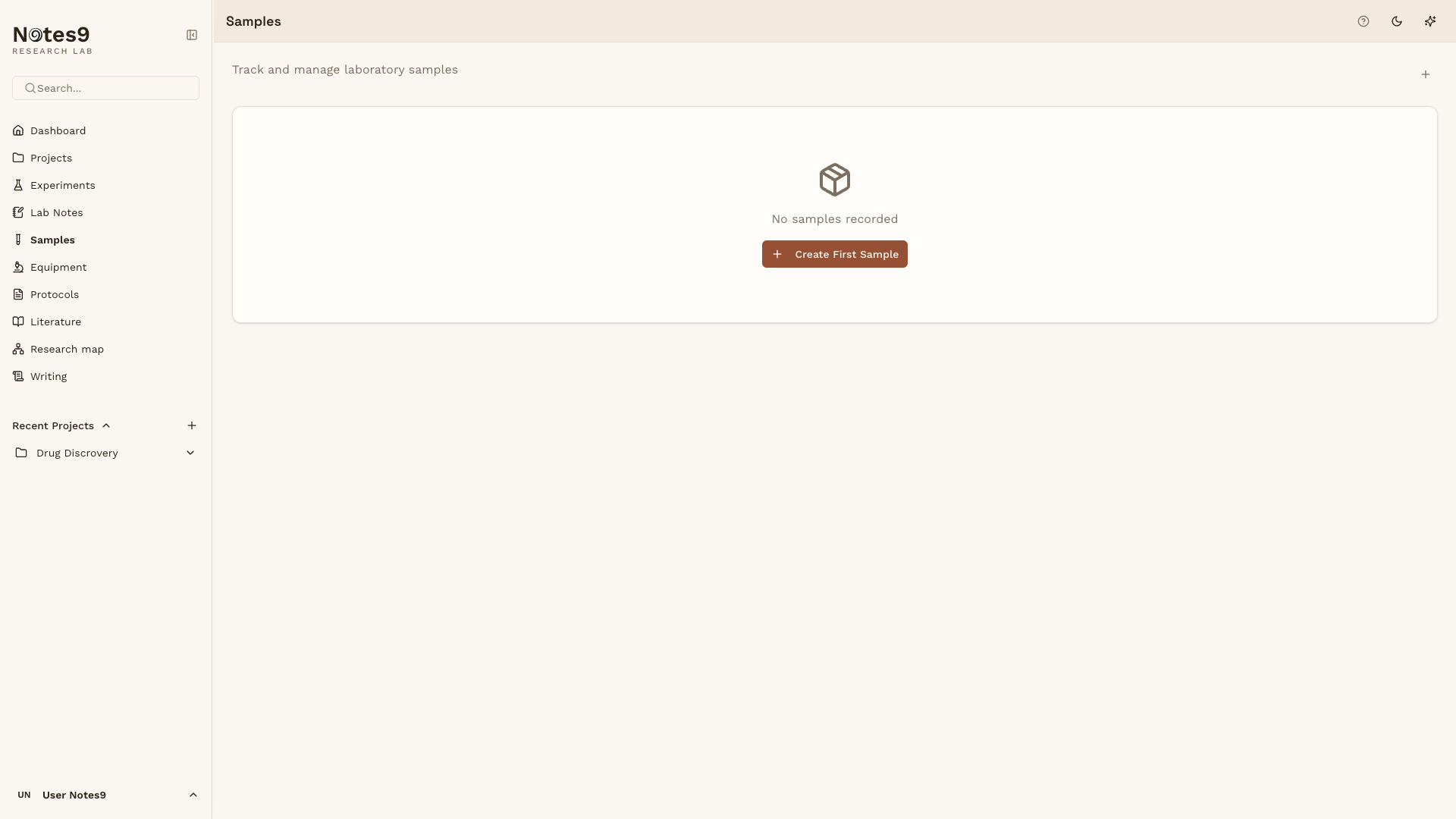 Notes9 sample inventory